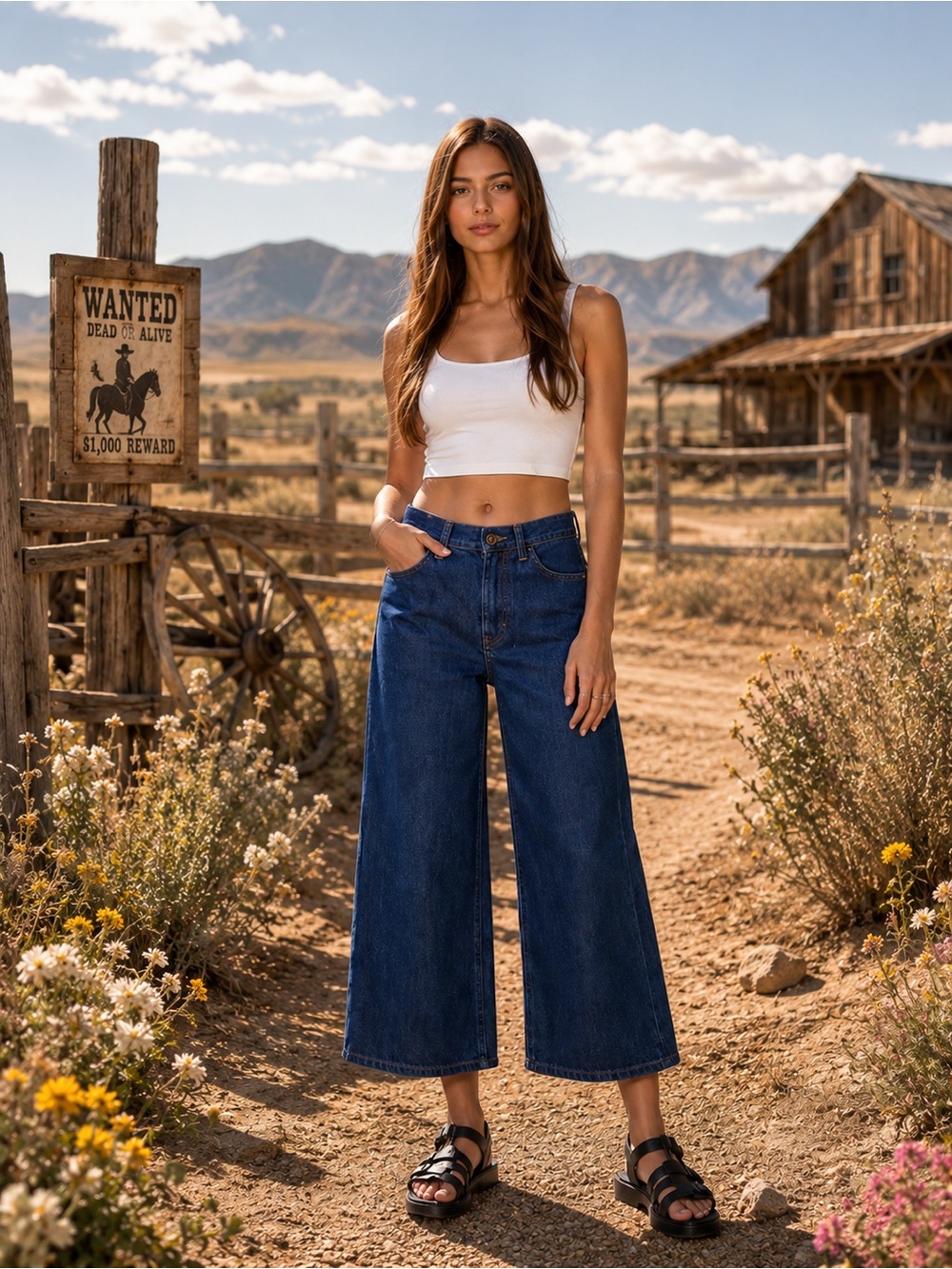 FRAME Le Italien Wide Leg Crop Jeans